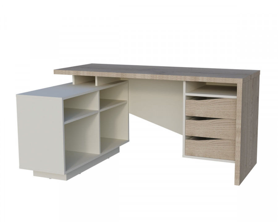 Стіл письмовий CONNECT 3 L SK 157×78 см. Дуб кремона котта / Стоун бейж