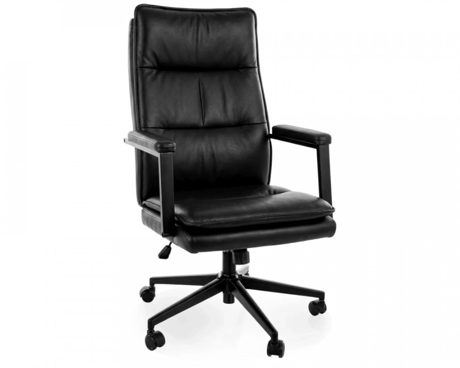 Крісло офісне комп'ютерне поворотне Q-091 Чорна екошкіра / Чорний каркас