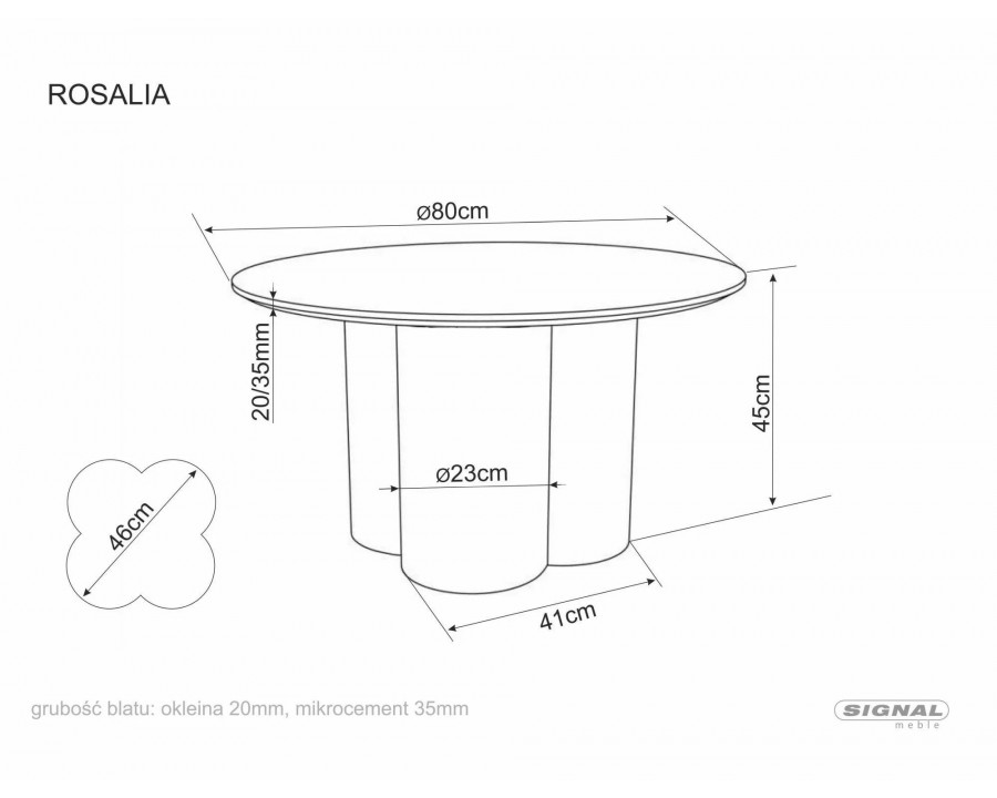 Стіл журнальний кавовий Rosalia ø80 см Екрю