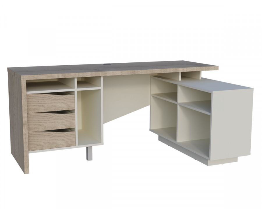 Стіл письмовий CONNECT 2 R SK 180×78 см. Дуб кремона котта / Стоун бейж