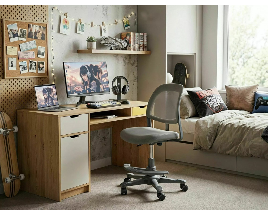 Крісло офісне комп'ютерне поворотне Q-027 Сіра сітка з мембранною тканиною / Сірий каркас