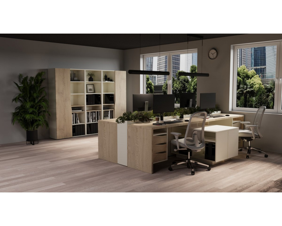 Стіл письмовий CONNECT 3 L SK 157×78 см. Дуб кремона котта / Стоун бейж