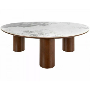 Стіл журнальний кавовий Adelis 110×80 см Білий / Горіх