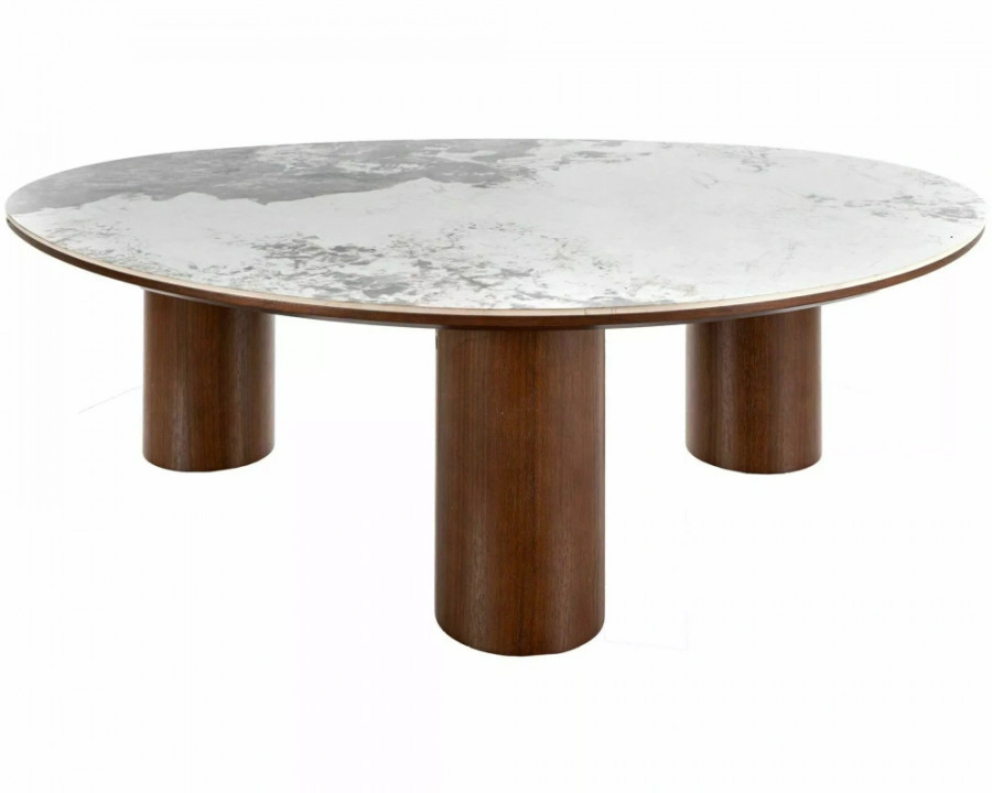 Стіл журнальний кавовий Adelis 110×80 см Білий / Горіх