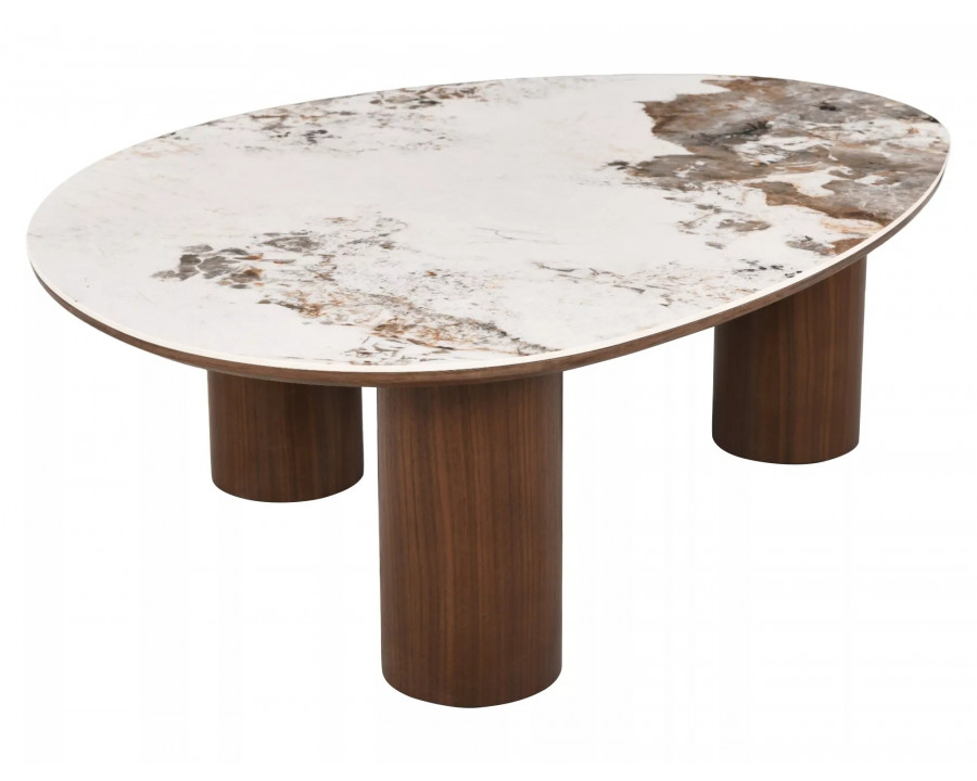 Стіл журнальний кавовий Adelis 110×80 см Білий / Горіх