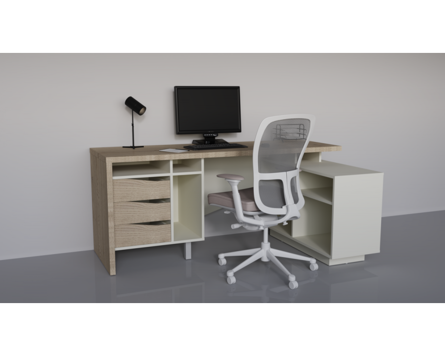 Стіл письмовий CONNECT 2 R SK 180×78 см. Дуб кремона котта / Стоун бейж