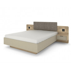 Ліжко (каркас) Летто / Letto 160 двоспальне з тумбами приліжковими та підсвіткою Дуб терра темний/сірий кам'яний