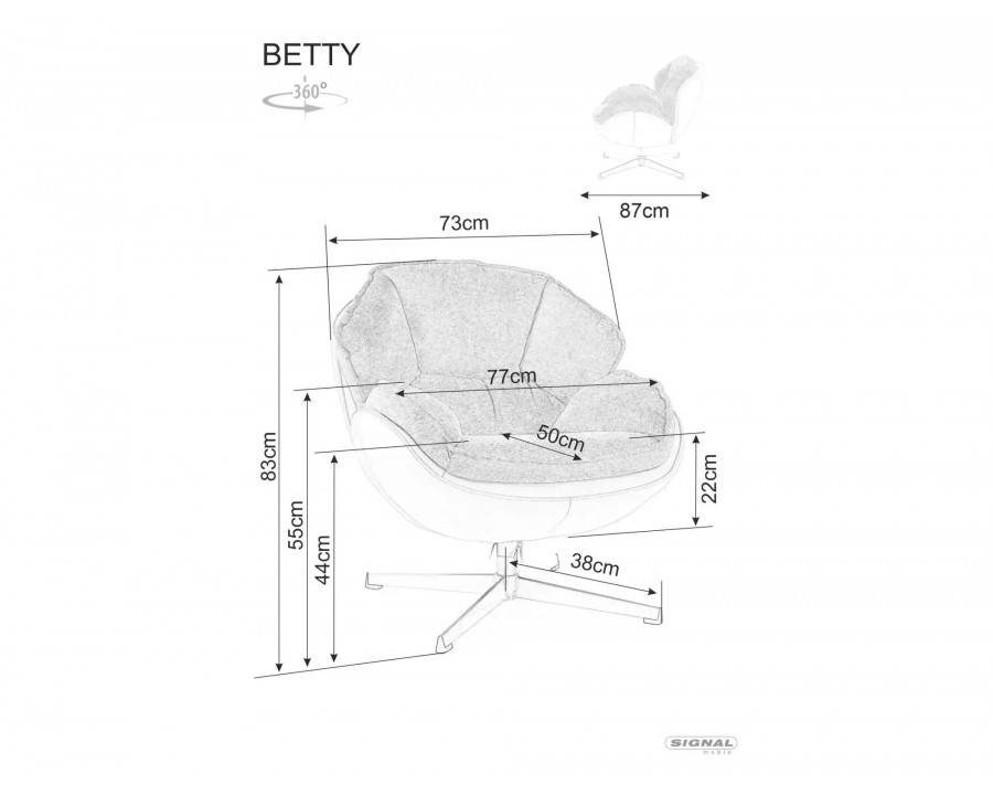 Крісло BETTY чорний каркас / чорне Тк.242 BETTYC