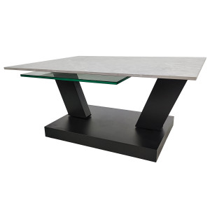 Журнальний столик ARIZONA сірий глянець+скло/чорний