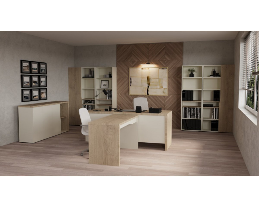 Стіл письмовий CONNECT 3 L SK 157×78 см. Дуб кремона котта / Стоун бейж