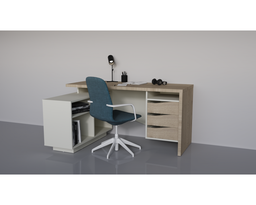 Стіл письмовий CONNECT 3 L SK 157×78 см. Дуб кремона котта / Стоун бейж
