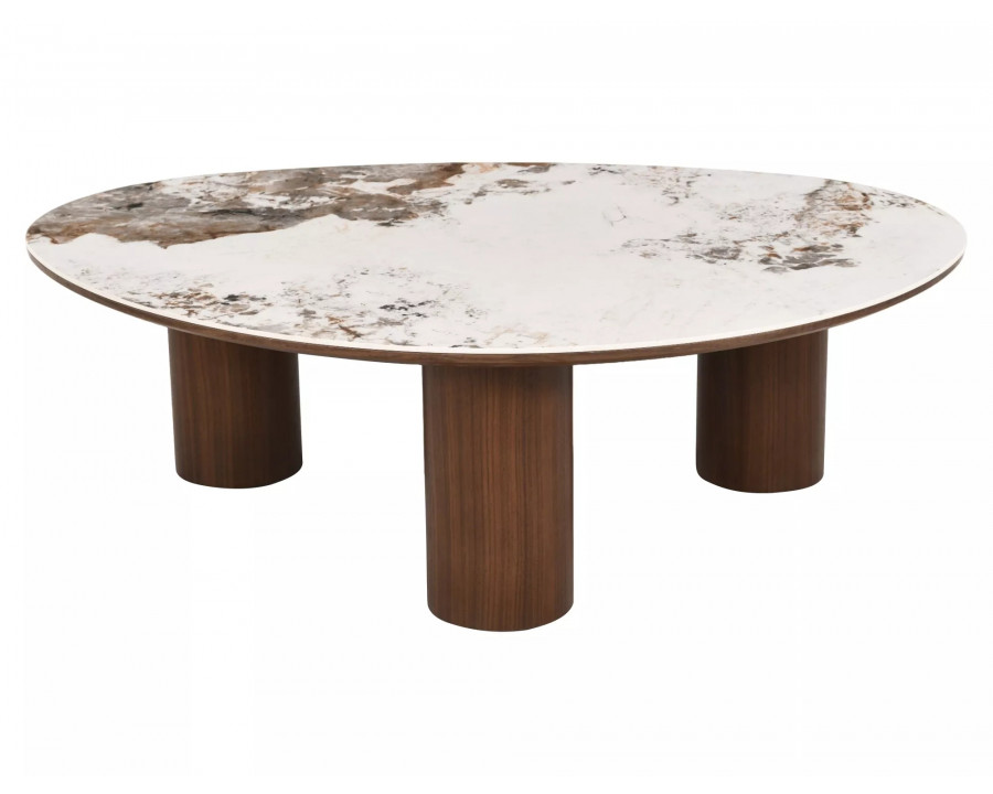 Стіл журнальний кавовий Adelis 110×80 см Білий / Горіх