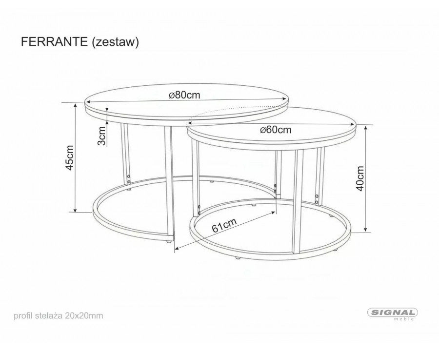 Набір журнальних столів Ferrante K ø80 см Беж / Кашемір