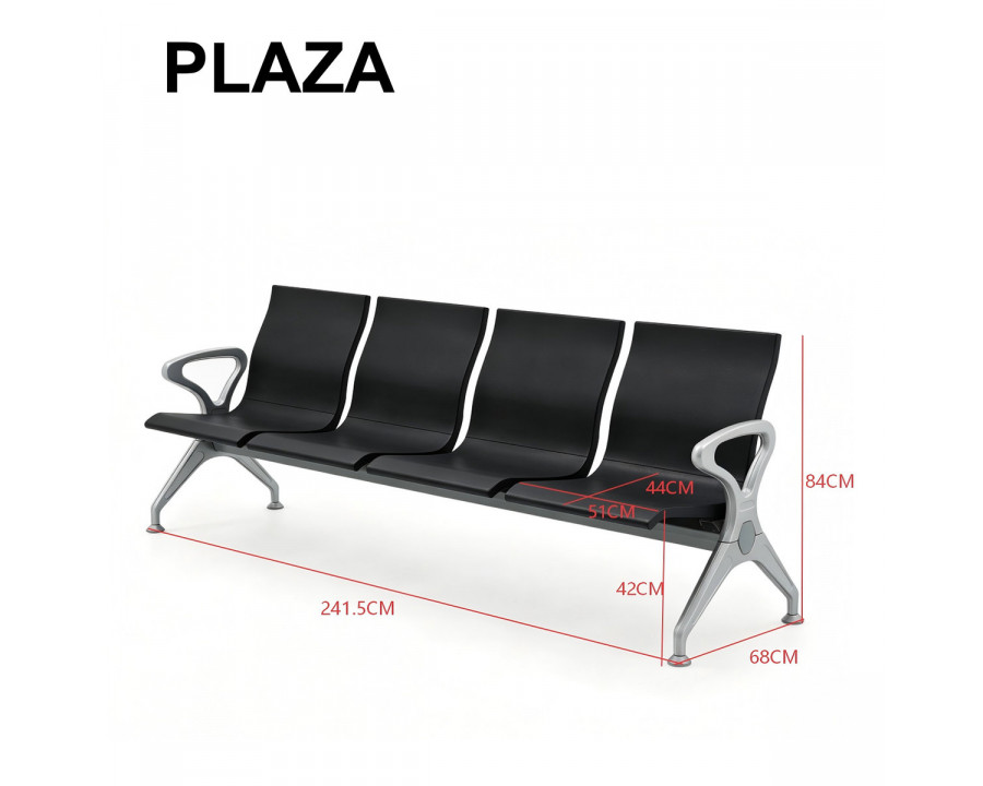 Секційні стільці для залу очікування PLAZA S4 4-місні чорний/сірий