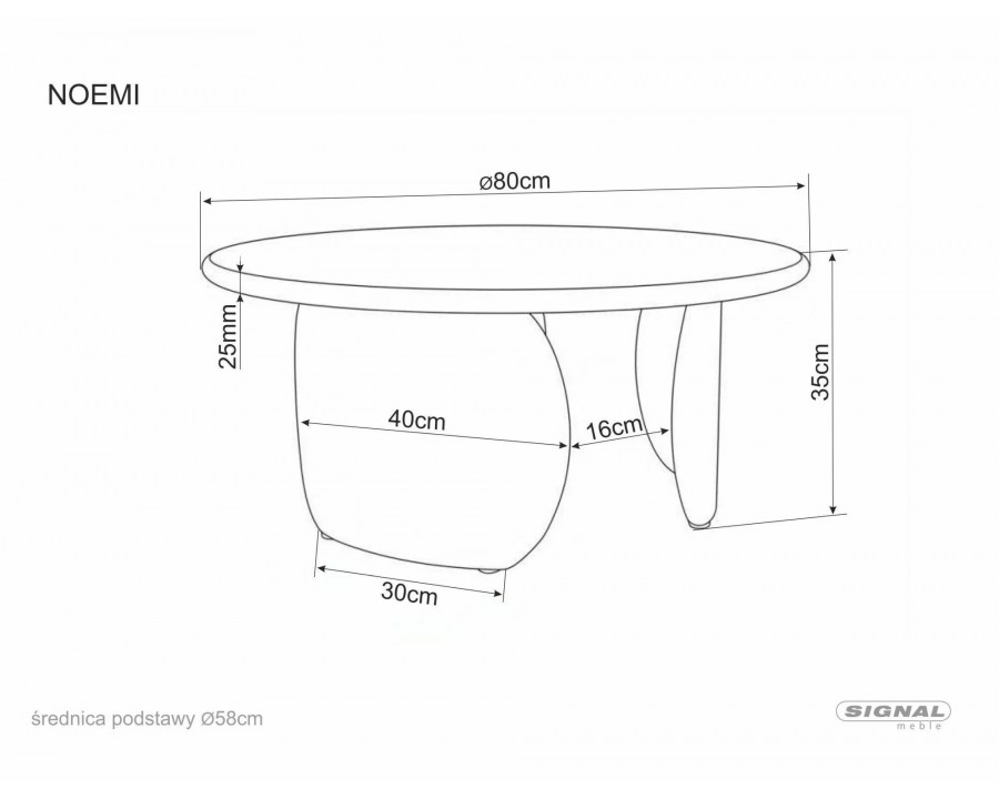 Стіл журнальний кавовий Noemi ø80 см Беж