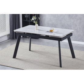 Стіл обідній розкладний OSLO CERAMIC 120(180)*80 білий мат/чорний каркас