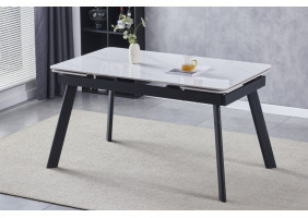 Стіл обідній розкладний OSLO CERAMIC 120(180)*80 білий мат/чорний каркас