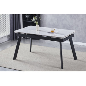 Стіл обідній розкладний OSLO CERAMIC 120(180)*80 білий мат/чорний каркас