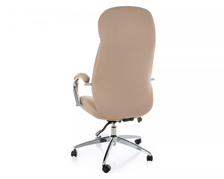 Крісло офісне комп'ютерне поворотне Q-09 Бежева екошкіра / Хром каркас