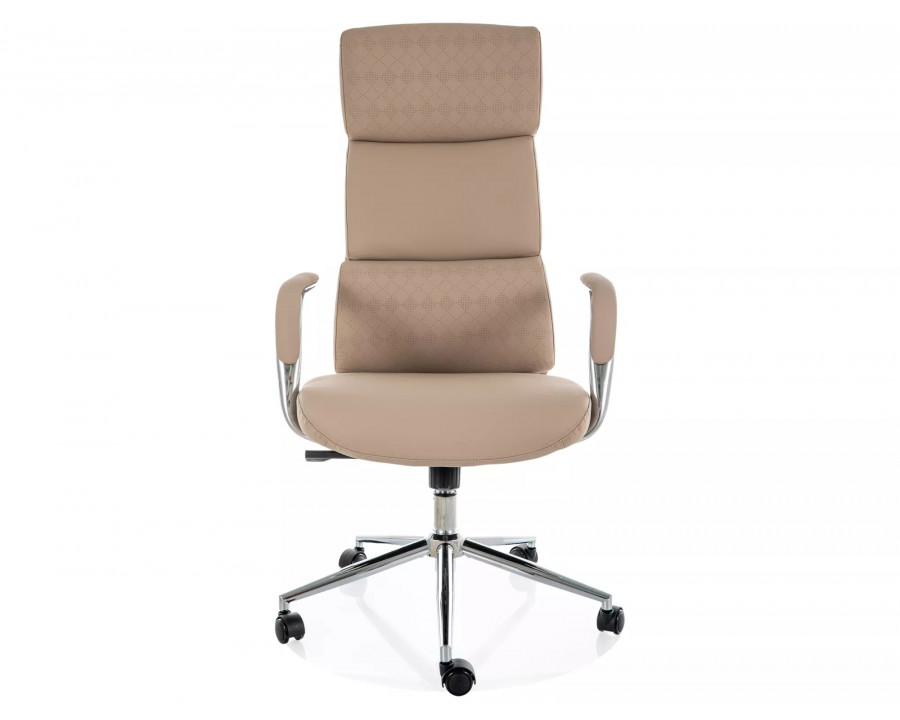 Крісло офісне комп'ютерне поворотне Q-03 Бежева екошкіра / Світло-сірий каркас