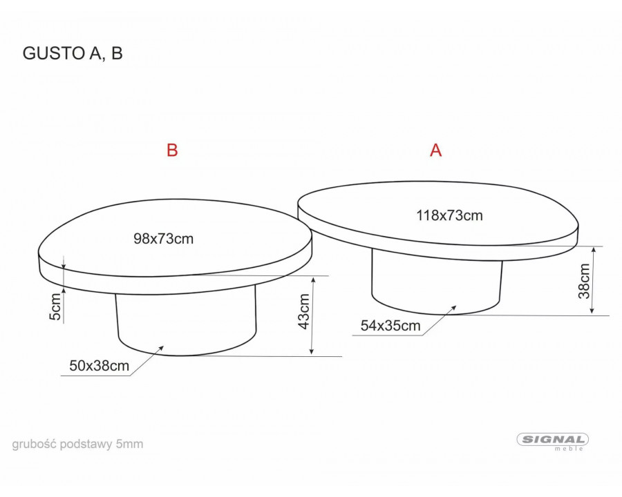 Стіл журнальний кавовий Gusto A 118×73 см Коричневий / Мідь