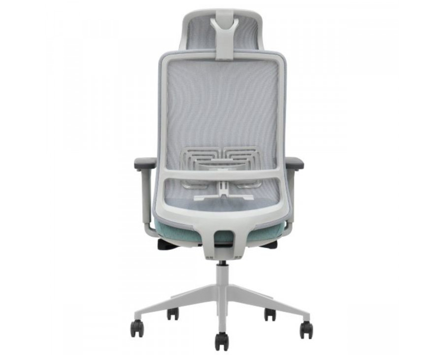 Крісло офісне TERRY сіре/зелена тканина/сірий каркас