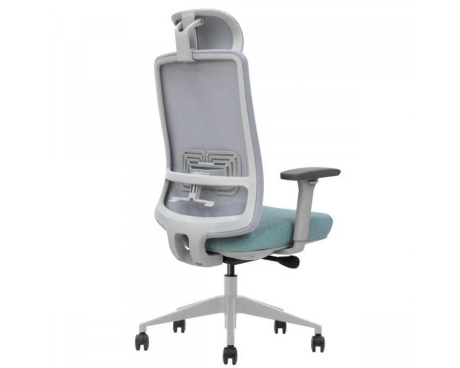 Крісло офісне TERRY сіре/зелена тканина/сірий каркас