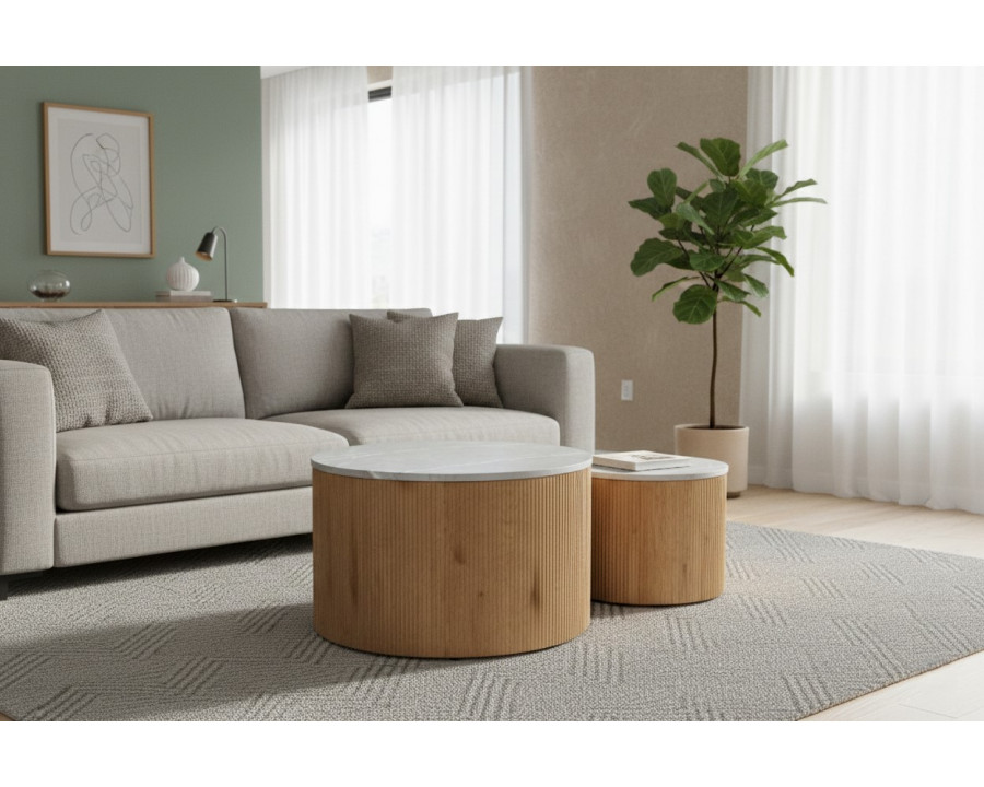 Журнальний столик VERMONT Сірий еф. мармуру / Дуб (к-кт)