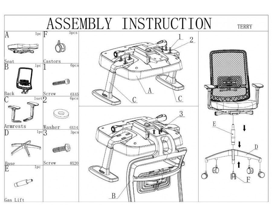 Крісло офісне TERRY сіре/зелена тканина/сірий каркас