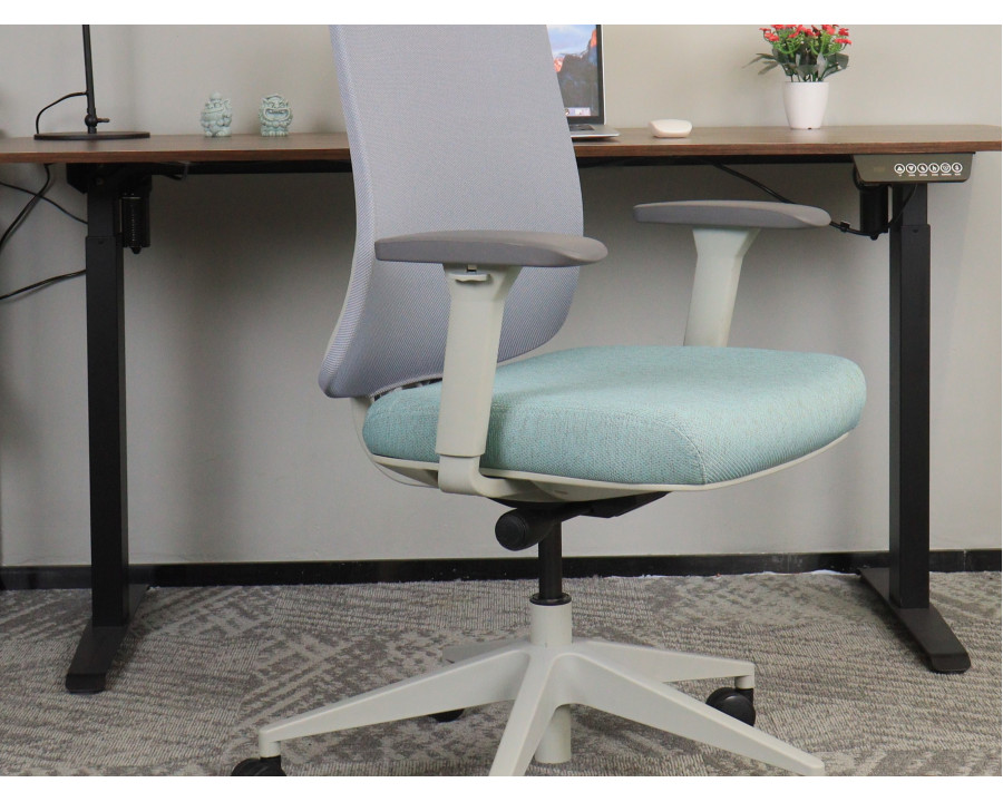 Крісло офісне TERRY сіре/зелена тканина/сірий каркас