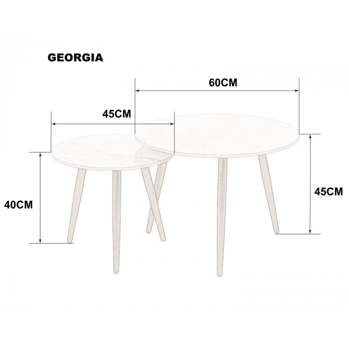 Журнальний столик GEORGIA Сірий глянець / Чорний (к-кт) 60 x 45 см. & 45 x 40 см.