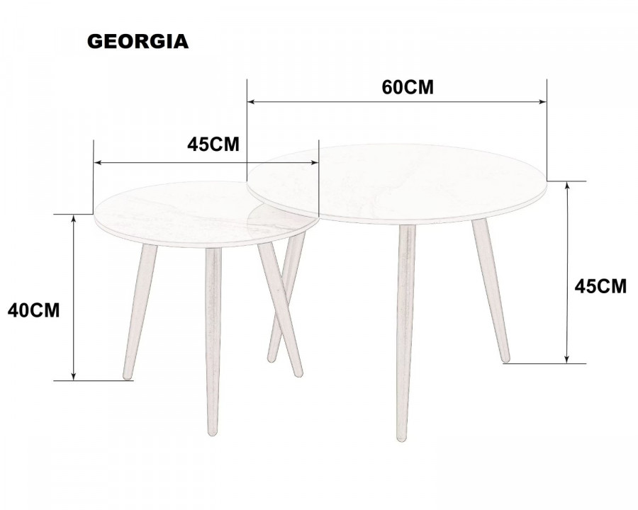 Журнальний столик GEORGIA Сірий глянець / Чорний (к-кт) 60 x 45 см. & 45 x 40 см.