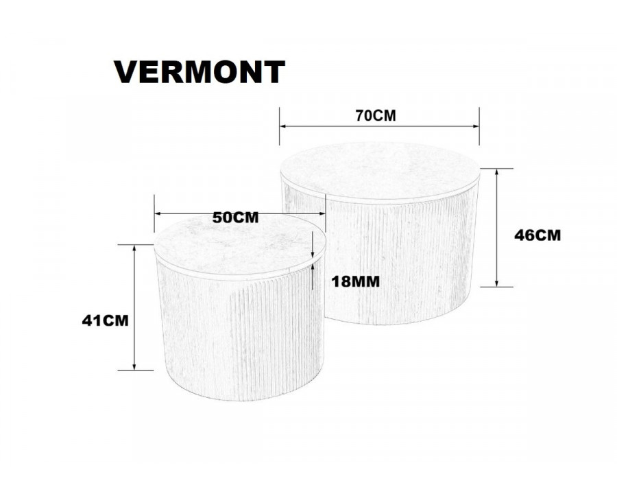 Журнальний столик VERMONT Сірий еф. мармуру / Дуб (к-кт)