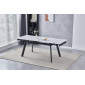 Стіл обідній розкладний OSLO CERAMIC 120(180)*80 білий мат/чорний каркас
