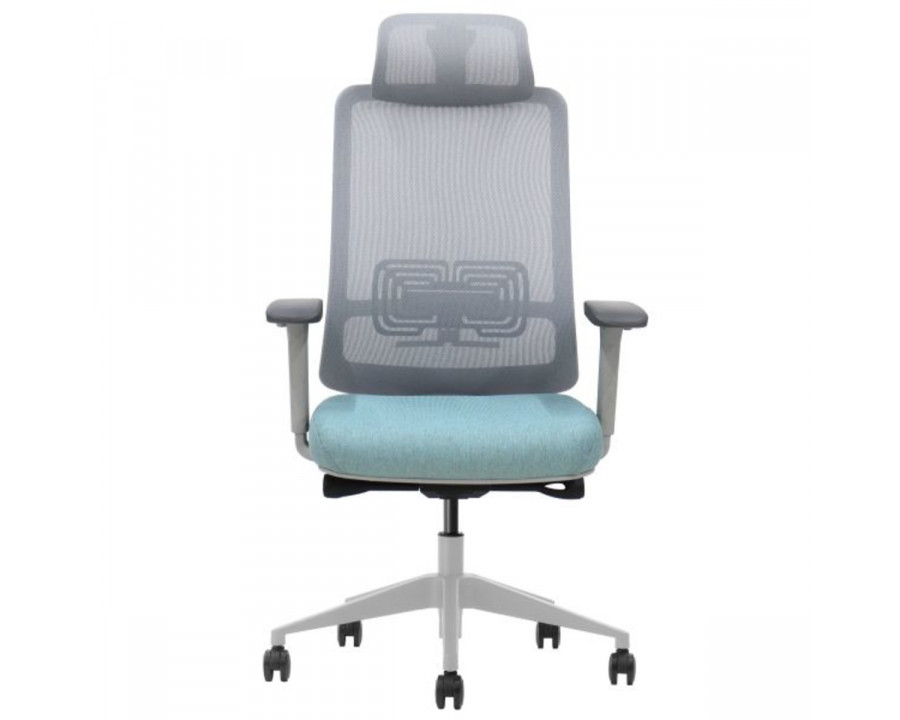 Крісло офісне TERRY сіре/зелена тканина/сірий каркас