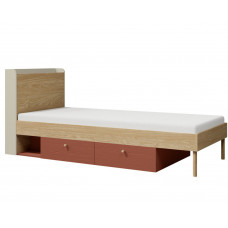 Ліжко односпальне YUKI REG 13 94х93х217 сірий / бежевий / дуб / коньяк