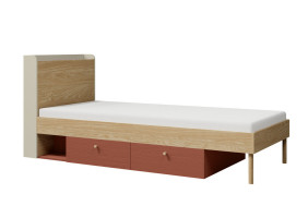 Ліжко односпальне YUKI REG 13 94х93х217 сірий / бежевий / дуб / коньяк