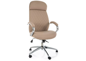 Крісло офісне комп'ютерне поворотне Q-09 Бежева екошкіра / Хром каркас