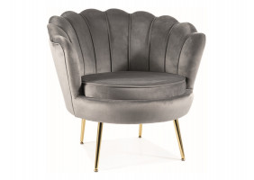 Крісло CAMELLIA 1 VELVET Сірий BLUVEL 14 / Золотий