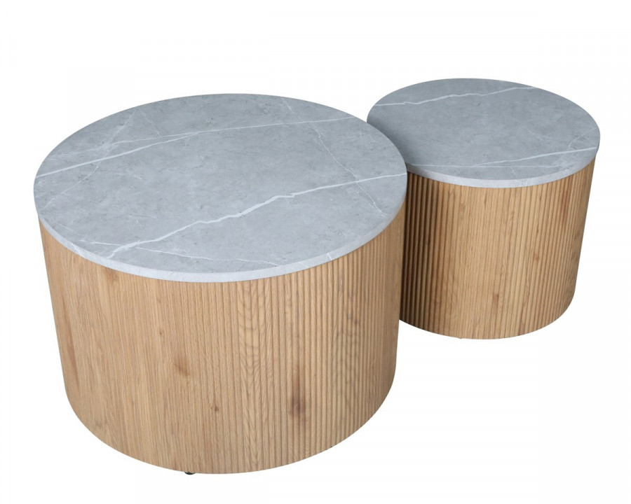 Журнальний столик VERMONT Сірий еф. мармуру / Дуб (к-кт)