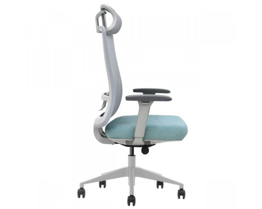 Крісло офісне TERRY сіре/зелена тканина/сірий каркас