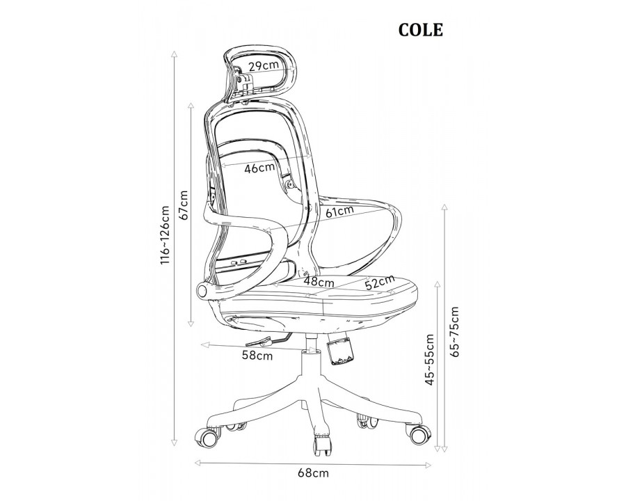 Крісло комп'ютерне COLE чорне/чорний каркас