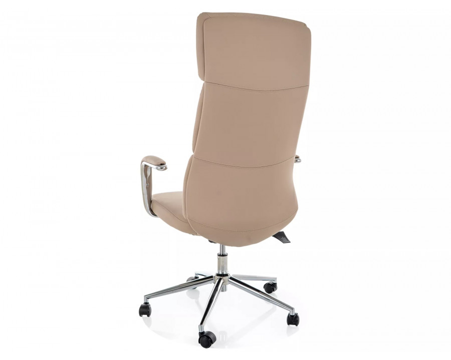 Крісло офісне комп'ютерне поворотне Q-03 Бежева екошкіра / Світло-сірий каркас