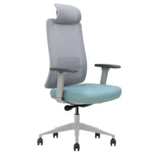 Крісло офісне TERRY сіре/зелена тканина/сірий каркас