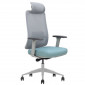 Крісло офісне TERRY сіре/зелена тканина/сірий каркас