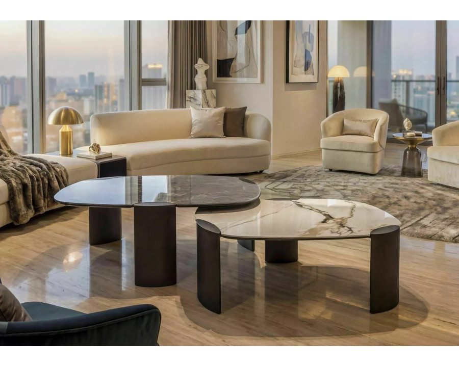 Стіл журнальний кавовий Adoro B 105×65 см Білий / Мідь