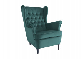 Крісло HARRY VELVET зелений BLUVEL 78 / венге