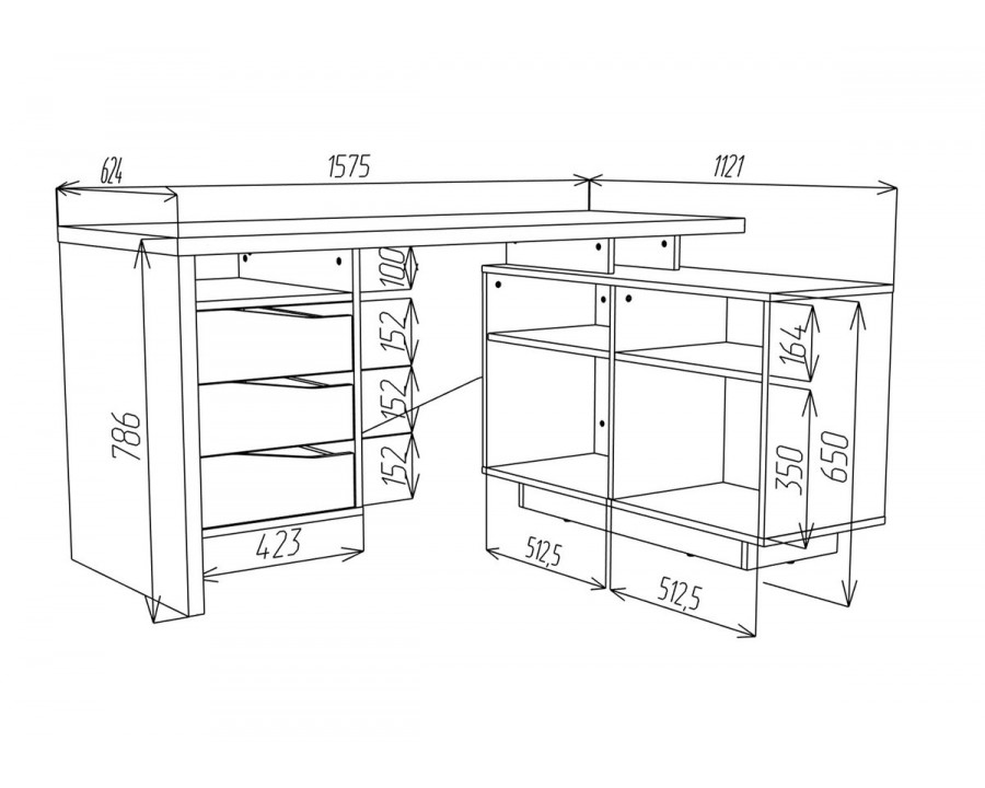 Стіл письмовий CONNECT 3 R SK 157×78 см. Дуб кремона котта / Стоун бейж