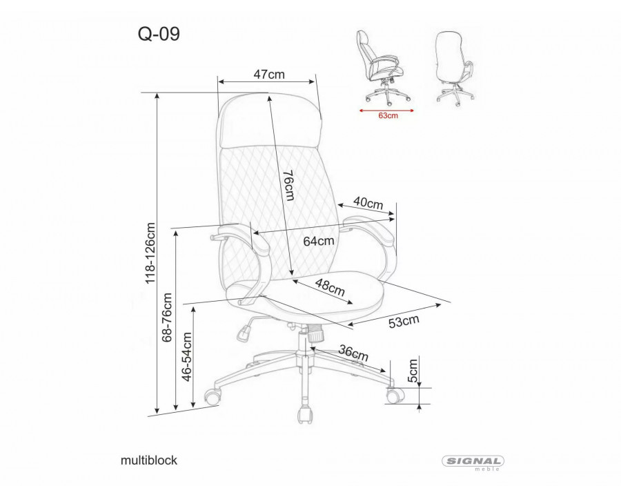 Крісло офісне комп'ютерне поворотне Q-09 Чорна екошкіра / Хром каркас