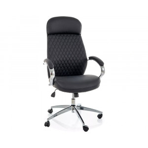 Крісло офісне комп'ютерне поворотне Q-09 Чорна екошкіра / Хром каркас